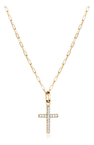 Corrente Feminina Maciça + Pingente Cruz Crucifixo Ouro 18k