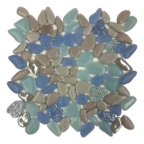 Malla De Vidrio Decorativa Modelo Tap. Piedras Azul 27x27 8m