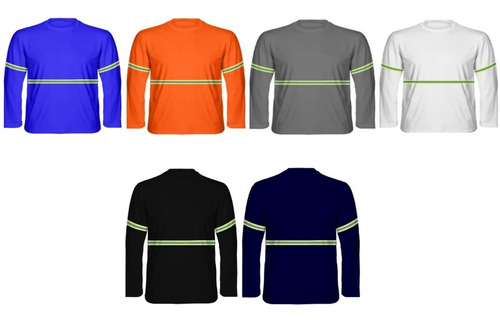 Camisa De Brim Peão Botão C/ Refletivo Cores