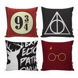 Kit 4 Capas Almofadas Harry Potter Potterhead  Decoração Cor Preto Geek