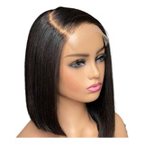 Peluca Mujer Corte Bob Oncologica Cabello Corto Humano Negro