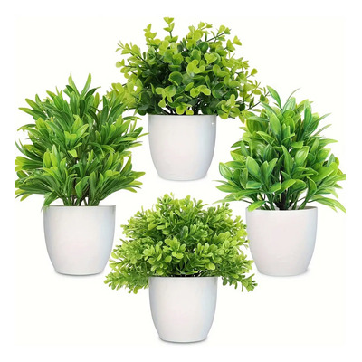 Plantas Artificiales Zjia Paquete De 4 Pequeñas Plantas Verd