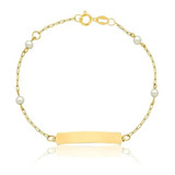 Pulseira De Pérola Natural Em Ouro 18k Infantil Criança 750