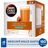 Capsulas Dolce Gusto Cafe Au Lait Descremada Nescafe Pack X6