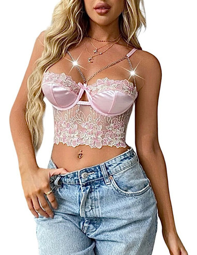 Corset Bustier Top Romantico Rosa Shein Importado Aesthetic