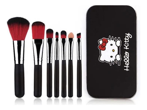 Set De Brochas De Maquillaje Hello Kitty Estuche 7 Brochas