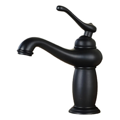 Mezclador Vintage De Agua Fría Y Caliente Para Lavabo Negro