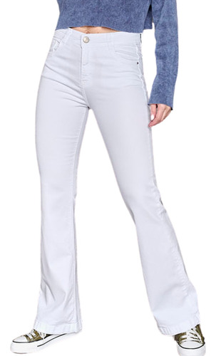 Pantalones Semi Oxford Mujer Blanco Elastizado Cenitho Jeans