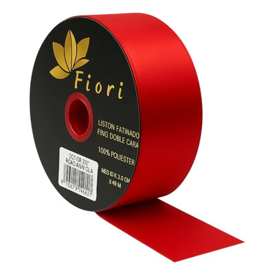 Liston Satin Doble Cara Fiori De 3.8cm Rollo De 45 Mts Color Rojo Amapola Lisa | MercadoLibre
