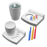 Porta Cepillo Dientes + Vaso Organizador Con Adhesivo 