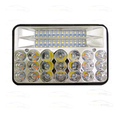 Faro Unidad H4656 4x6 Alta Y Baja 45 Leds Con Estrobo Ámbar 