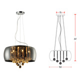 Lustre 5 Lâmpadas Vidro 50cm Avant Wessex Fumê Espel. 110v/220v (bivolt)