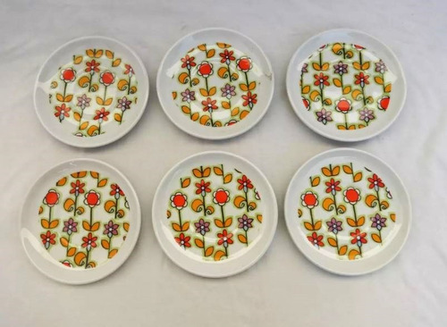 Lote 6 Platos De Cafe Ancers Retro Flores Argentina Pocillo