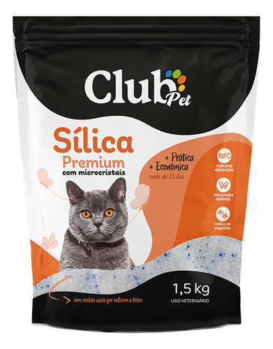 Areia De Gato Sílica Fina Ou Grossa Premium 1,5kg Club Pet