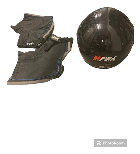 Casco Para Moto Integral Hawk Y Mangas Impermeables Talle L 