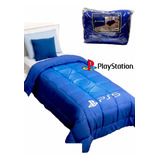 Acolchado Playstation Linea Oficial 1 Plaza 1/2 Premium Ps5 Color Playstation Azul