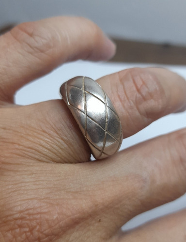 Anillo De Plata Vintage Bombe Sólido Pesado Talla 13