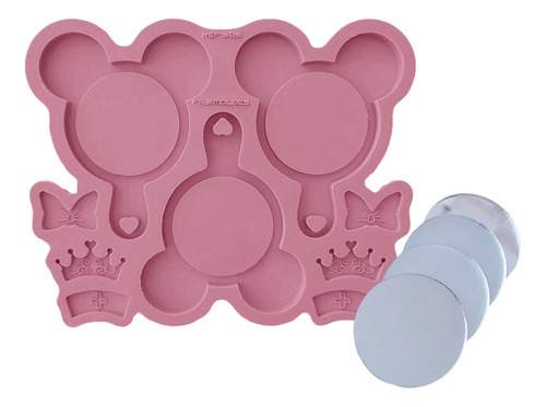 Molde Silicone Resina 3 Moldes Espelhos Mickey + 10 Espelhos