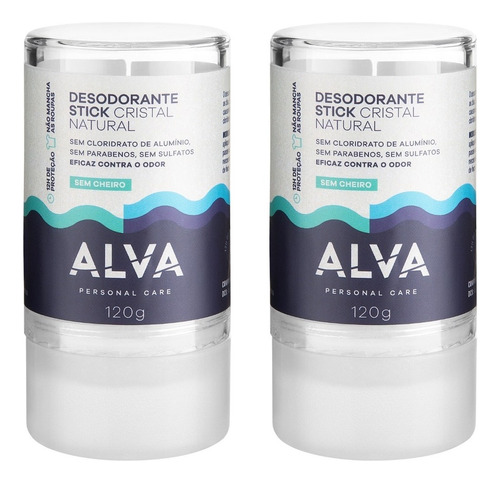 2un - Desodorante Krystall Stick Sensitive Alva 120g Vegano