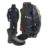 Kit Capa De Chuva Moto Pvc + Bota Impermeavel Motoqueiro .