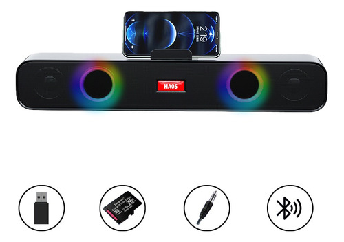 Barra De Sonido Para Pc Tv Bocinas Inalámbrica Bluetooth Rgb