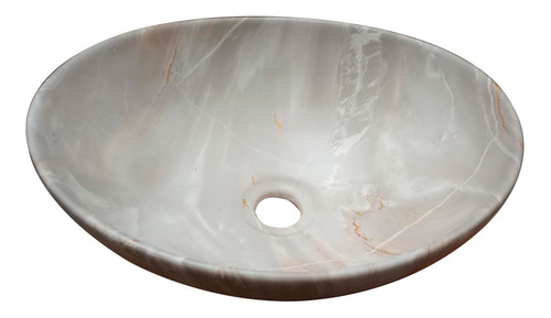 Ovalin Lavabo 40cm Ceramico Tipo Marmol Redondo Sobreponer