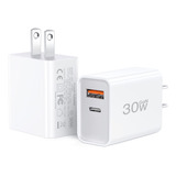 Paquete De 2 Cargadores Usb C, 30 W Pd Qc 3.0 De Doble Puert