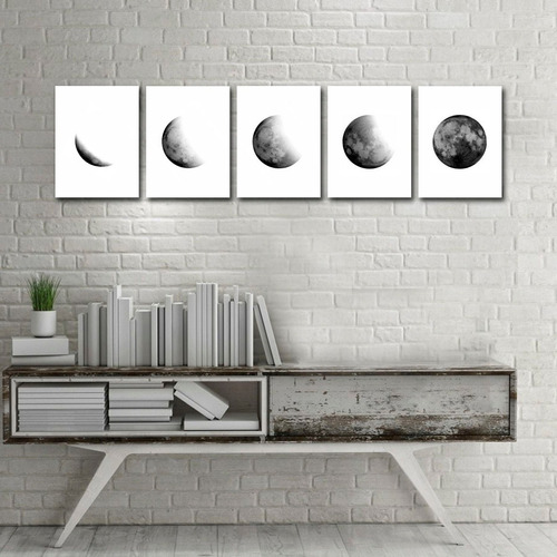 Cuadro Políptico Fases Lunares (fondo Blanco) (150x40)