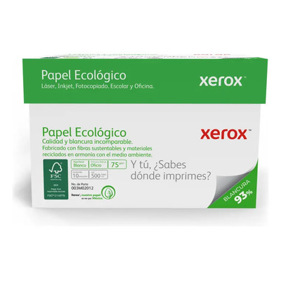 Caja De Hojas Blancas Tamaño Oficio Xerox Ecológico Color Blanco | Envío gratis