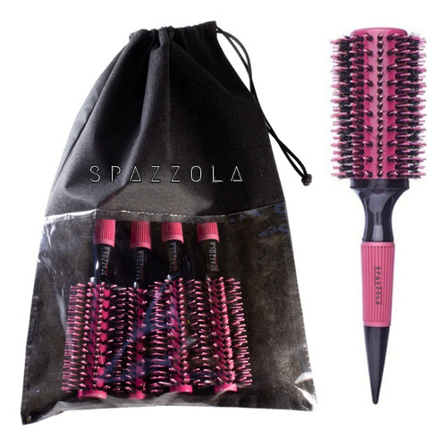 4 Escova De Cabelo Profissional Cerdas Javali Bolsa Promoção