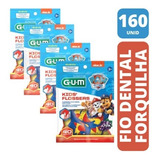 Kit 4 Flosser Fio Dental Infantil Gum Patrulha Canina 160un