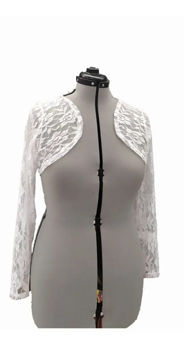 Bolero Torera Manga Larga Novia Fiesta Tallas Blanca