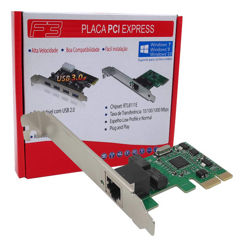 Placa De Rede Pci-e 10/100/1000mbps Gigabit Realtek Rj45 