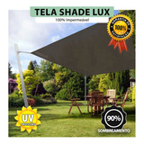 Tela Sombreamento 4x4 Mts Impermeável Shade Lux Fumê + Kit