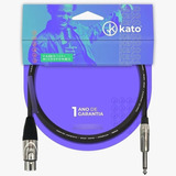 Cabo De Microfone Desbalanceado Kato - Xlr / P10 - Fêmea- 3m