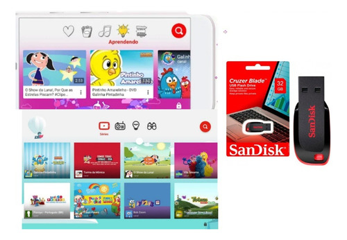 Pen Drive San Disk 16gb Compilado Infantil Desenhos 