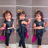 Conjunto Infantil Blogueirinha Mini Diva Preto 