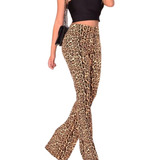 Calça Feminina Animal Print Cintura Alta Flare Tam 38-40