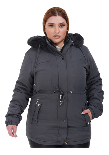 Jaqueta Parka Dupla Face Plus Size Sobretudo Feminina 2 Cor