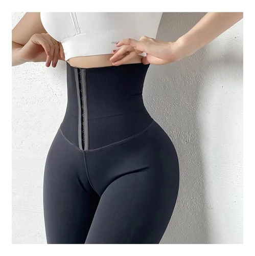 Pantalón Cinturilla Mujer Gym Faja Broches Moldeadora Licra