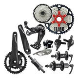 Kit Absolute Grupo 2x10 K7 11x46 Cubos 32f Pedivela Wild Mtb