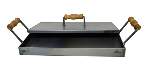 Plancha Con Tapa 25*48*4cm De Alto-  Dos Hornallas - 3.2mm