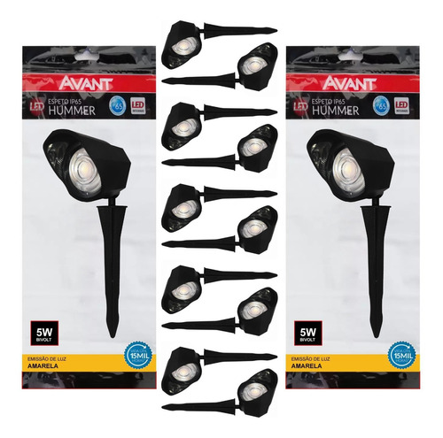 Kit 12 Luminária Espeto Led Jardim 5w Luz Amarela 3000k