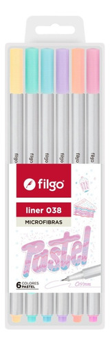 Microfibras Filgo Liner 038 Colores Pastel  Estuche X6 Prm