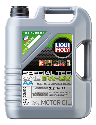 Special Aa 5w20 Aceite Sintetico Para Motores Liqui Moly 5lt