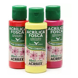 Kit 7 Tintas Acrílica Fosca 60 Ml Acrilex Para Madeira Mdf