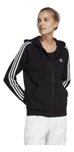 Campera adidas Essentials 3 Stripes Mujer Training Negro