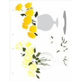 Stencil Pintura Vaso Flores Rosas 2991 32x42 Opa