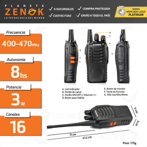 Handy Radio Manos Libres Baofeng Walkie Talkie Recargable