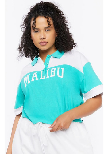 Chomba Forever 21 Plus Size Malibu Graphic Cropped Poloshirt
